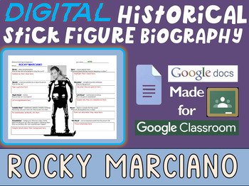 Preview of ROCKY MARCIANO Digital Historical Stick Figure Biography (MINI BIOS)