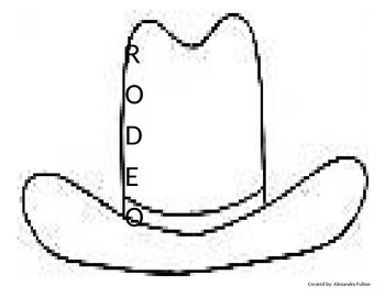 Preview of RODEO Acrostic Poem Hat and Planning Page