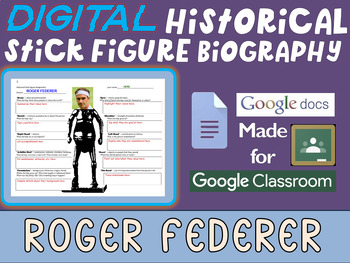 Preview of ROGER FEDERER Digital Historical Stick Figure Biography (MINI BIOS)