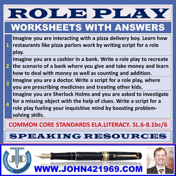 Preview of ROLE PLAY WORKSHEETS AND TASK CARDS