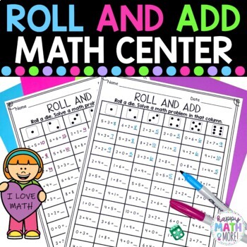 Preview of Roll And Add Addition Math Center | Homework | Morning Work
