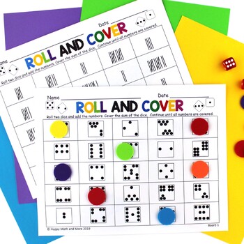 Roll And Cover Roll And Color 2-12 Number Sense Addition Math Centers ...