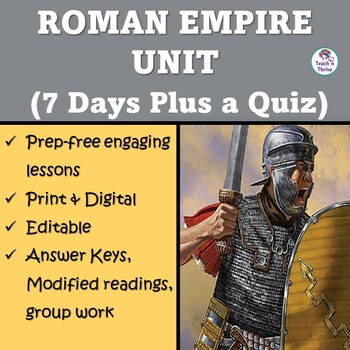 Preview of ROMAN EMPIRE UNIT: 6 DAYS + Quiz - From Geography to the Fall of Rome. Editable