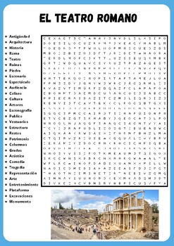 ROMAN THEATRE WORD SEARCH PUZZLE IN SPANISH WORKSHEET ACTIVITY | TPT
