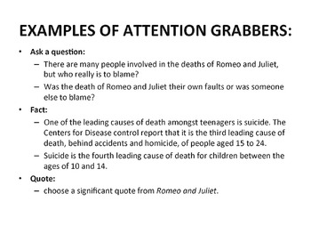 attention grabbers for romeo and juliet essay
