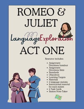 Preview of ROMEO & JULIET | ACT ONE | LANGUAGE EXPLORATION STATIONS ACTIVITY