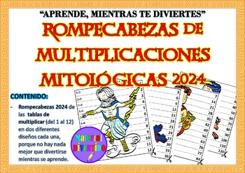 Preview of ROMPECABEZAS DE MULTIPLICACIONES MITOLÓGICAS 2024 (APRENDIENDO CON DIVERSIÓN)