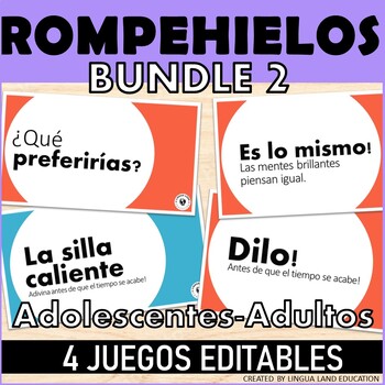 Preview of ROMPEHIELOS ICEBREAKERS Español 4Juegos Editables  Adolescentes Adultos