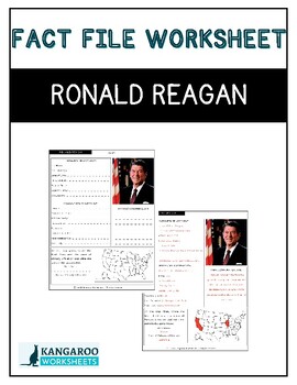 RONALD REAGAN - Fact File Worksheet - Research Sheet by Kangaroo Worksheets