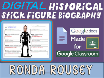 Preview of RONDA ROUSEY Digital Historical Stick Figure Biography (MINI BIOS)