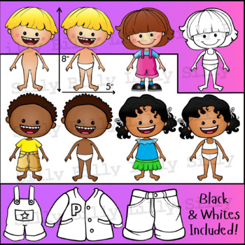 ROODIE NOODIE'S! Dress-Up Clipart in Color & Black/white. {Lilly Silly ...