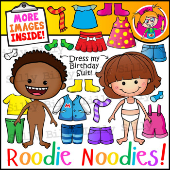 Preview of ROODIE NOODIE'S! Dress-Up Clipart in Color & Black/white. {Lilly Silly Billy}
