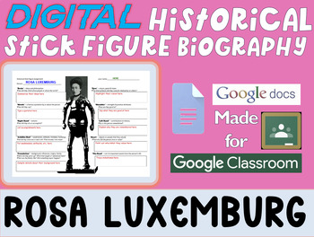 Preview of ROSA LUXEMBURG - Digital Stick Figure Mini Bios for Women's History Month