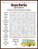 ROSA PARKS Biography Word Search Puzzle Worksheet Activity