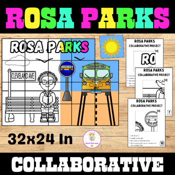 Preview of ROSA PARKS Collaborative Art Poster | Black History Month Bulletin Board Craft