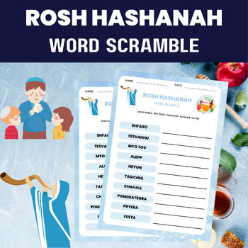Preview of ROSH HASHANAH WORD SCRAMBLE Vocabulary Spelling Quiz Jewish New Year
