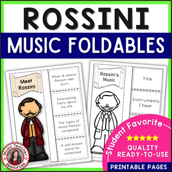 Preview of Music Composer Worksheets - ROSSINI Biography Research and Listening Foldables