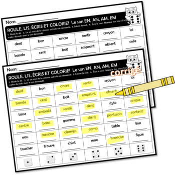 ROULE, LIS ET COLORIE!   Le son son EN, AN, AM, EM  - Le son OI