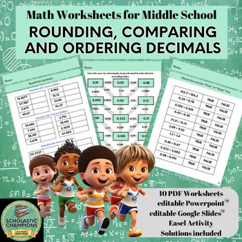 Preview of ROUNDING, COMPARING, ORDERING DECIMALS-5th/6th Middle School Math Worksheets