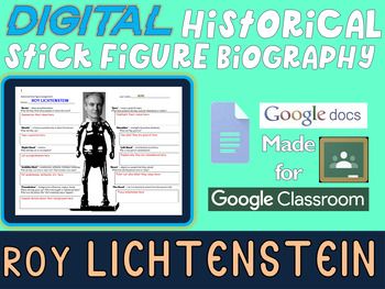 Preview of ROY LICHTENSTEIN Digital Historical Stick Figure Biography (MINI BIOS)