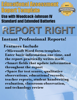Preview of RR - Educational Assessment Report (Woodcock-Johnson IV Standard and Extended)