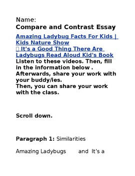 Preview of RST Ladybugs Essay Nonfiction Compare and Contrast NJSLA