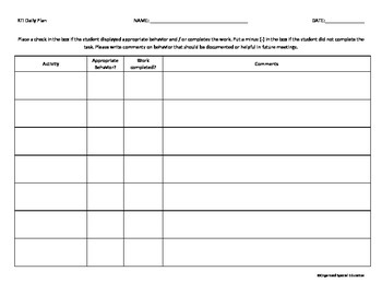 RTI Behavior Plan Data Tracking Tool by Organized Special Education
