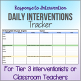 RTI - Daily Intervention Tracker for Elementary