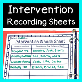 RTI Documentation Forms - Intervention Planning and Data Sheets