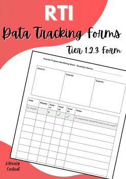 Preview of RTI Form - Progress Monitoring Tier 1, 2 or 3 Interventions