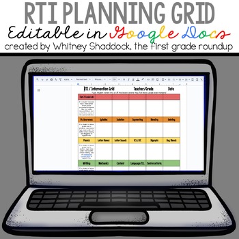 Preview of RTI Intervention Planning Tool Compatible with Google Drive