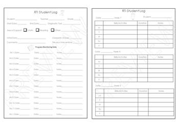 Preview of RTI Intervention Student Documentation Log