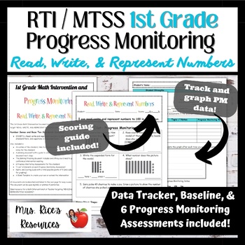 Preview of RTI / MTSS 1st Grade Progress Monitoring for Read, Write, & Represent Numbers