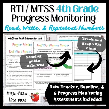 Preview of RTI / MTSS 4th Grade Progress Monitoring for Read, Write, & Represent Numbers