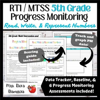 Preview of RTI / MTSS 5th Grade Progress Monitoring for Read, Write, & Represent Numbers