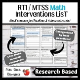 RTI / MTSS Math Interventions List