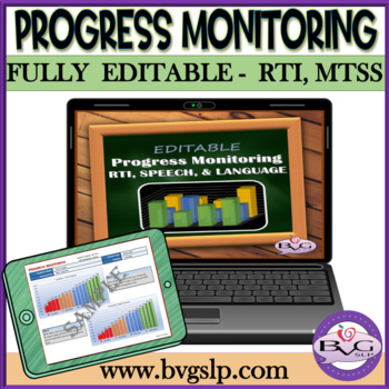 Preview of Progress Monitoring, MTSS, RTI FULLY EDITABLE with GRAPHS & CHARTS