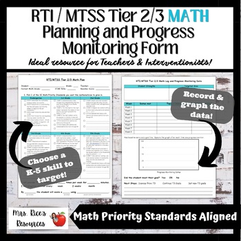 Preview of RTI / MTSS Tier 2/3 MATH Planning and Progress Monitoring Form