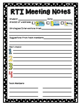 Preview of RTI Meeting Form - FILLABLE!!