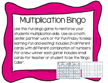 Preview of RTI Multiplication Bingo Game Fact Fluency Practice