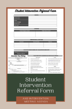Preview of RTI Referral Form + Agenda, Intervention Team, Child Study Team: Editable Doc