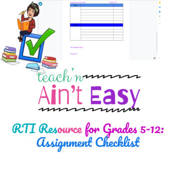 Preview of RTI Resource Editable and Fillable, Assignment Checklist