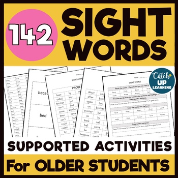 Preview of 142 Sight Words Older Students Remedial Reading Intervention Dyslexia