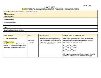 Preview of RTI Tier 1 Form