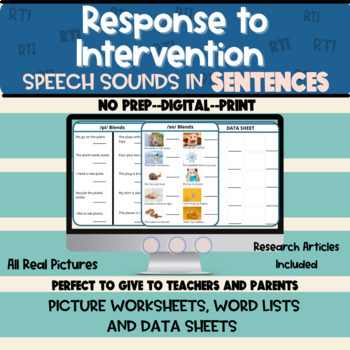 Preview of RTI for Speech Therapy/Articulation in Sentences, Picture and Word Lists