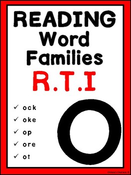 Preview of Phonics Word Families reading Intervention: 'O'  Great for RTI and IEP goals