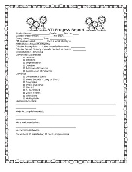 Preview of RTI progress report