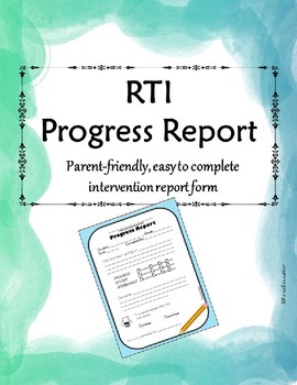 Preview of RTI progress report form- fillable