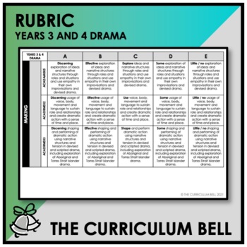 Preview of RUBRIC | AUSTRALIAN CURRICULUM | YEARS 3 AND 4 DRAMA