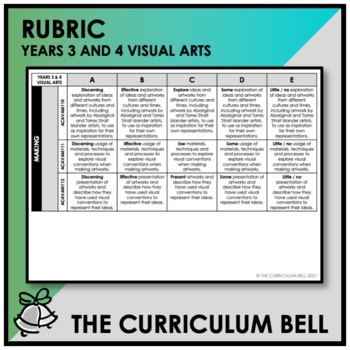 Preview of RUBRIC | AUSTRALIAN CURRICULUM | YEARS 3 AND 4 VISUAL ARTS